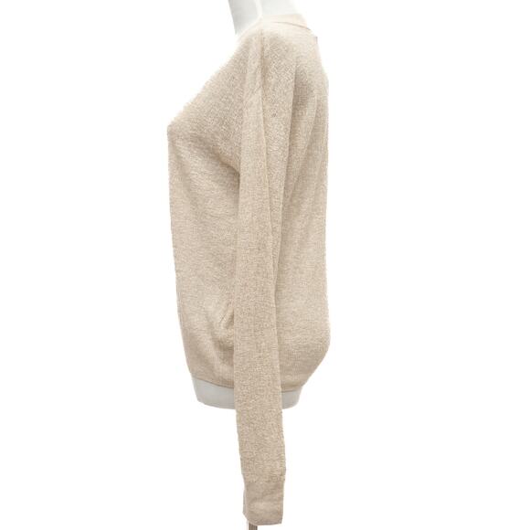 Revolve One Grey Day Linen Blend Crew Neck Sweater In Oatmeal Size Large - Picture 2 of 11